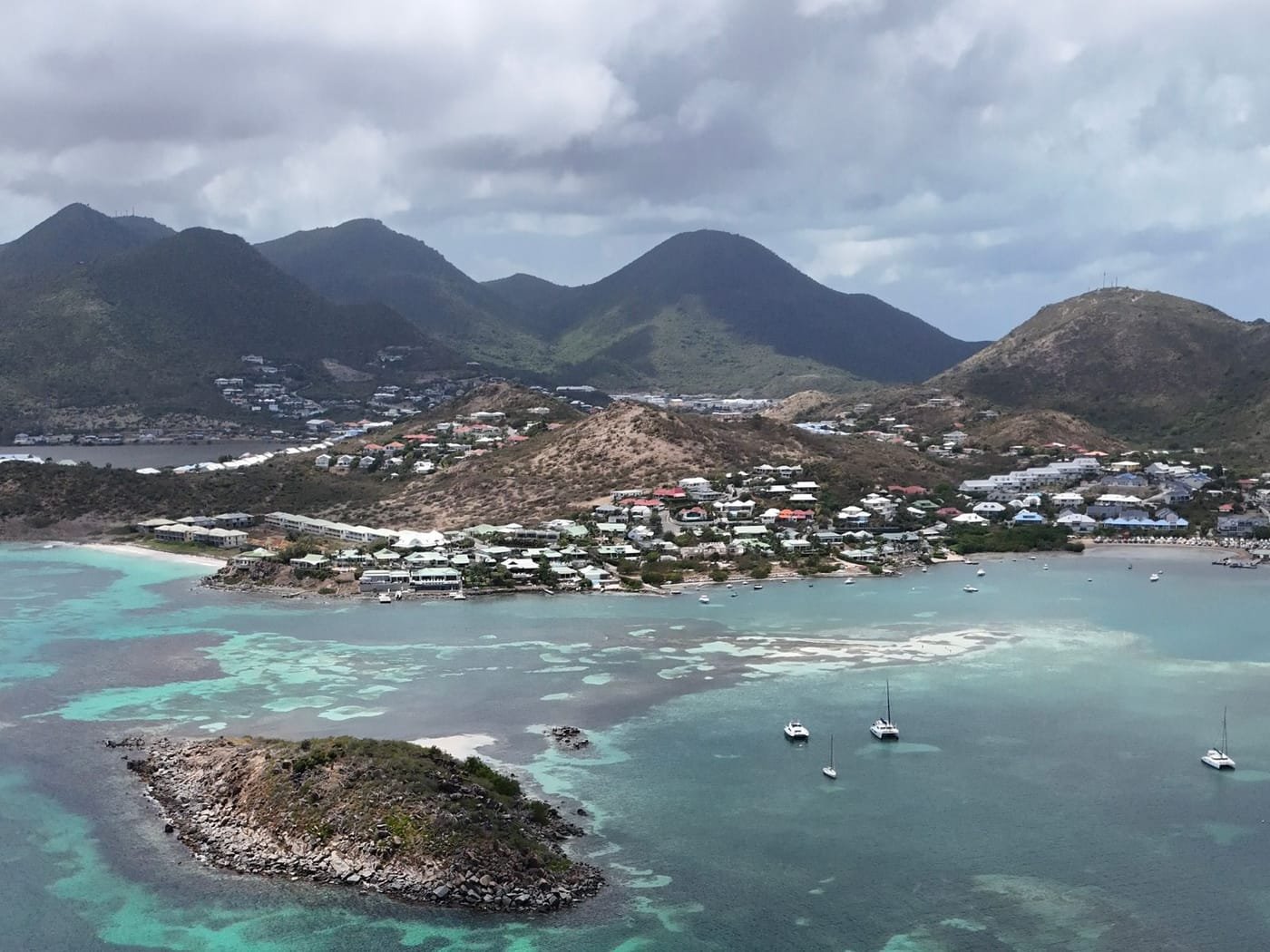 Saba Rock and the turquoise North Sound off Virgin Gorda, BVI