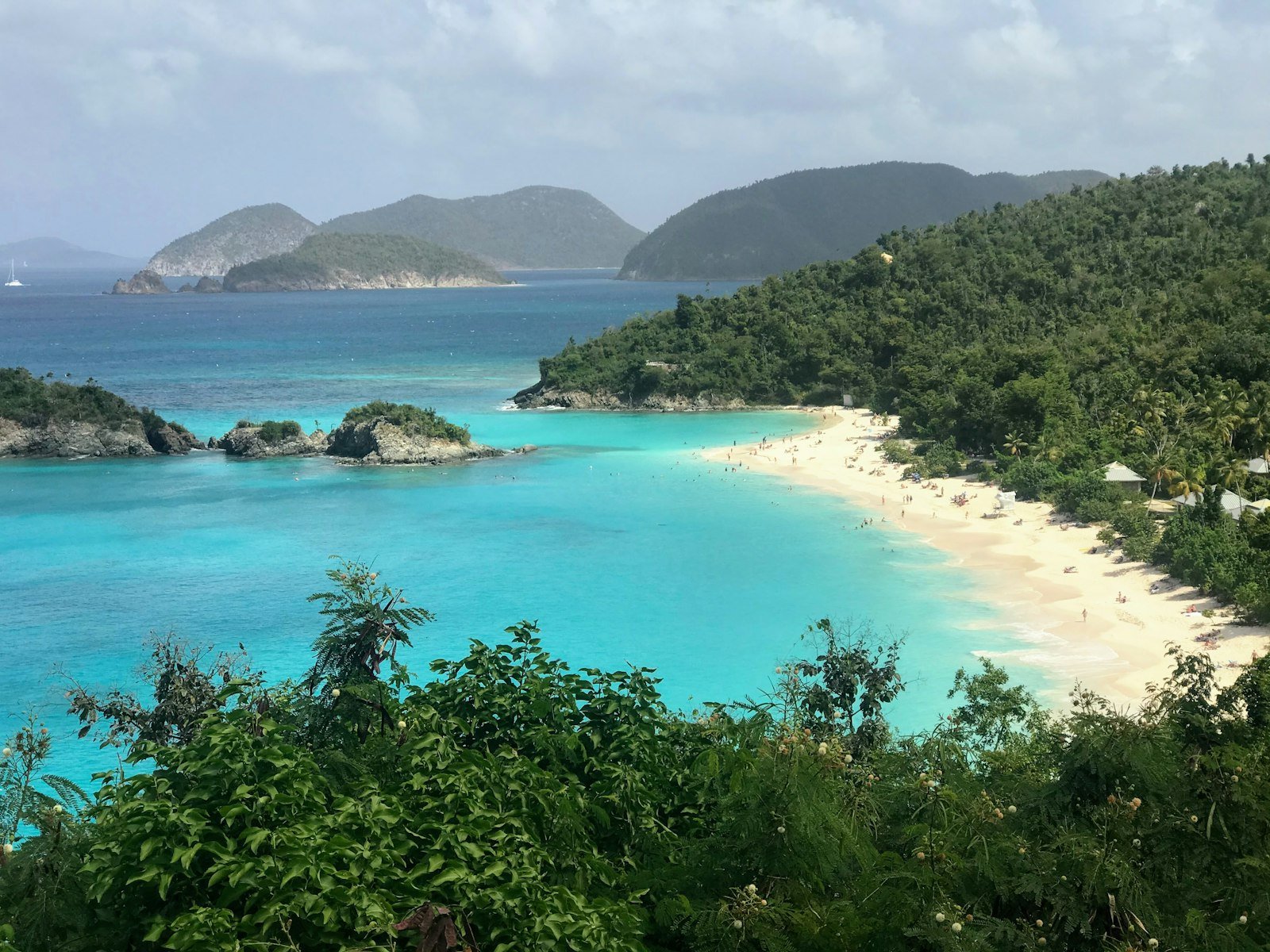 The turquoise crescent of Trunk Bay beach on St. John, USVI